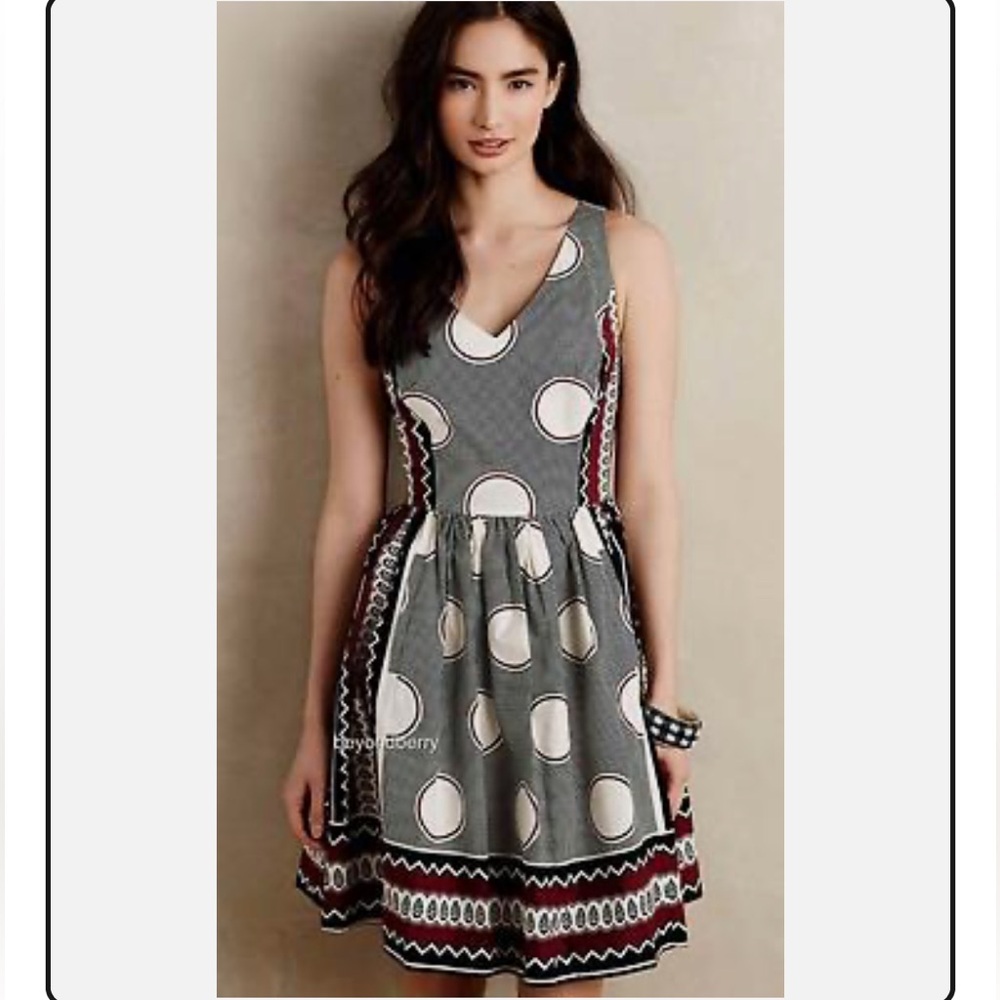 Mauve Moonsong Burgundy Black WhiteTribal Circle Pattern Fit & Flare Dress